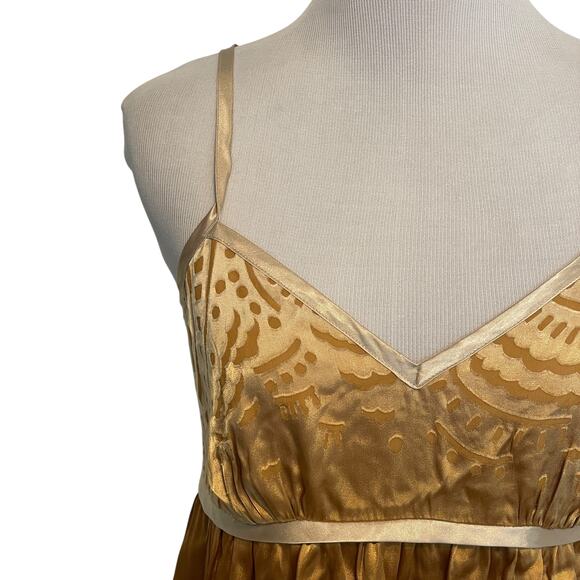 The Limited Y2K Silk Blend Cami Womens Small Gold Empire Waist Babydoll Top Tank - Picture 2 of 8
